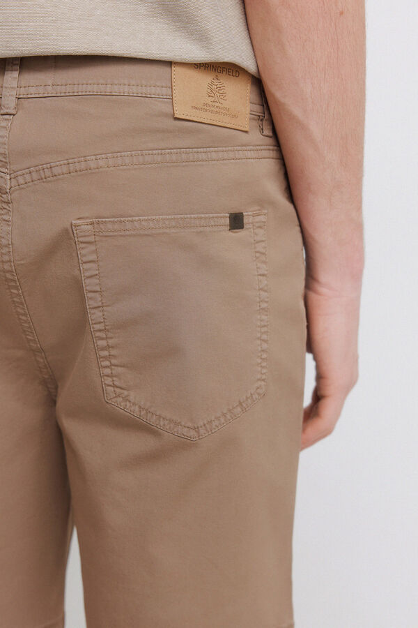 Springfield Lightweight 5-pocket washed regular fit Bermuda shorts nude