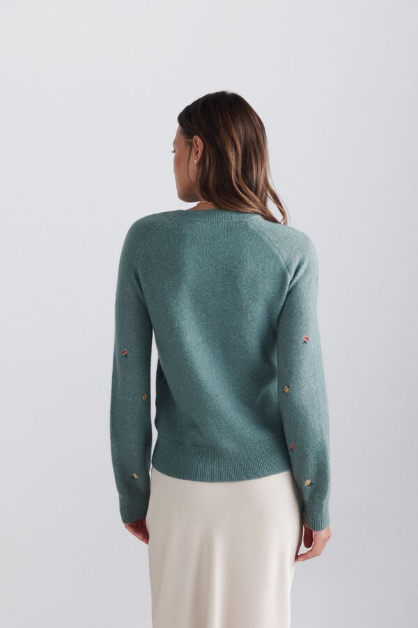 Springfield Floral embroidered jumper green