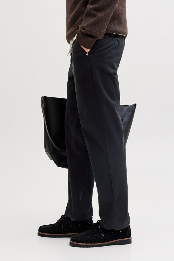 Jack & Jones Mid-rise regular fit chinos Crna