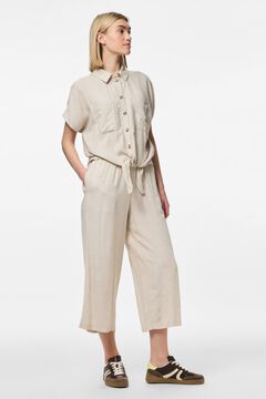 Pieces Pantal&oacute;n culotte de lino con cintura el&aacute;stica