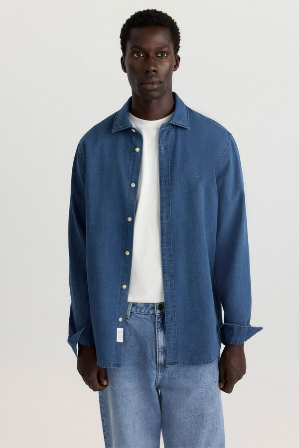 Springfield Chemise oxford en denim bleu