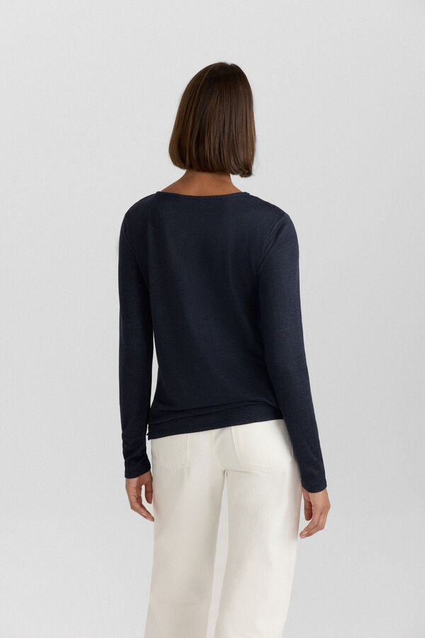 Springfield Crochet shoulder long sleeve T-shirt blue