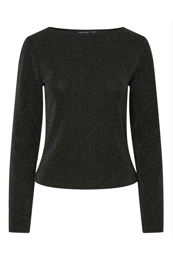 Pieces Top lurex manga larga negro