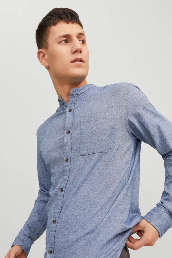 Springfield Comfort fit shirt with Mandarin collar plava
