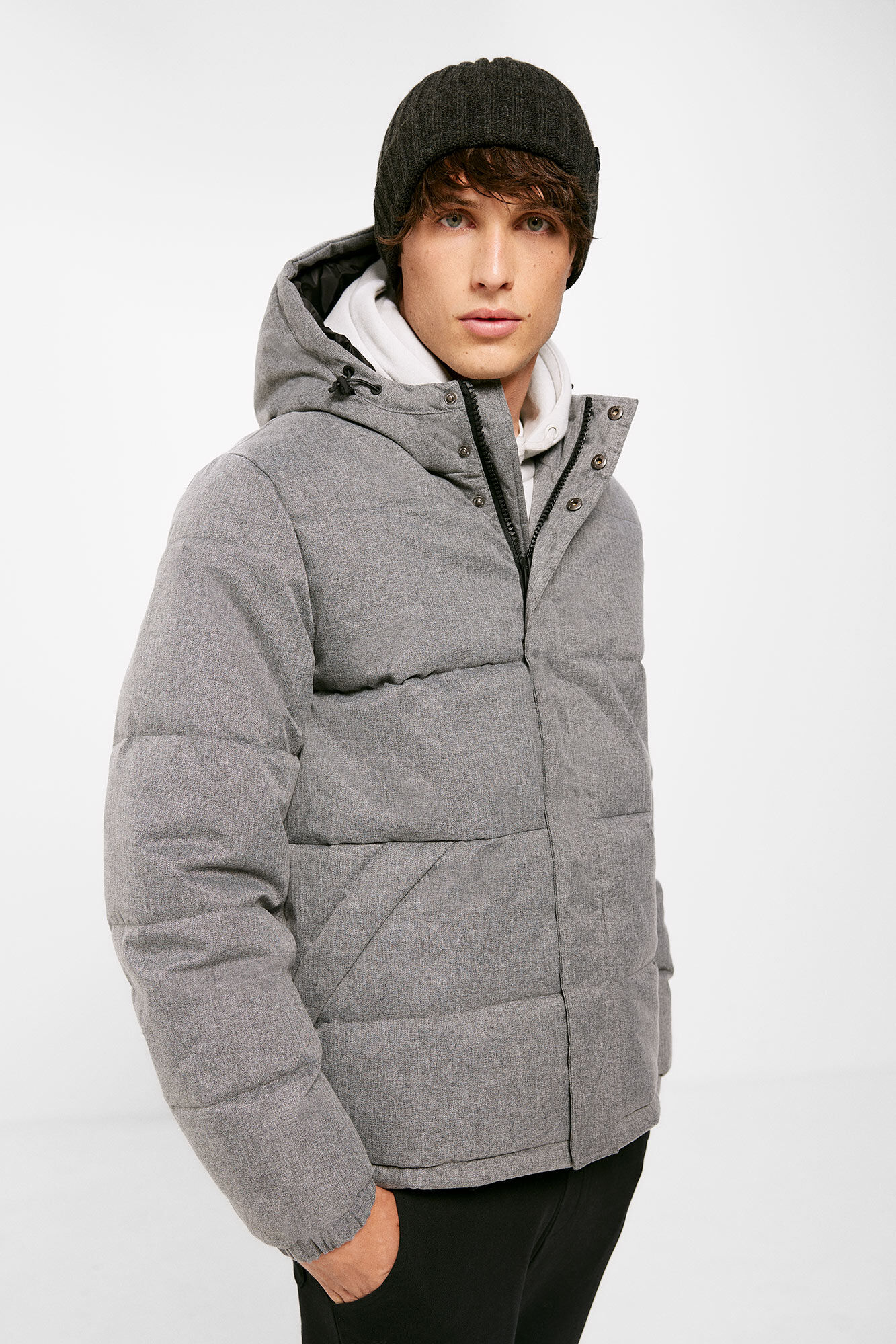 Mens grey sale quilted jacket