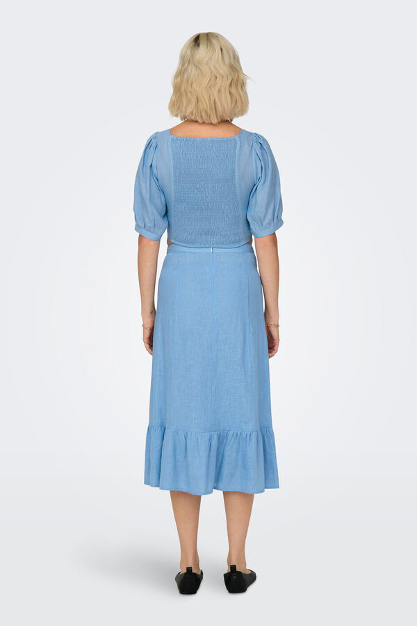 Springfield Long linen skirt blue