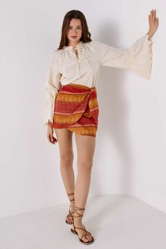 Springfield Border Print Wrap Skirt ecru