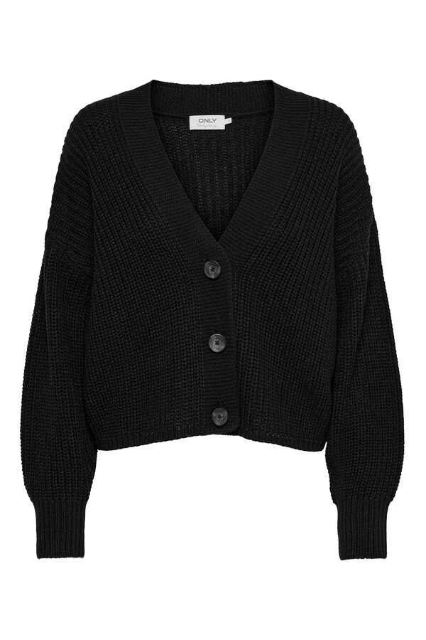 Springfield Button-through jersey-knit cardigan crna