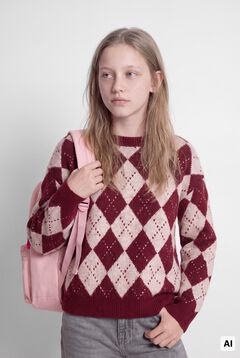Springfield Kids L&aacute;nyka rombuszmint&aacute;s pul&oacute;ver