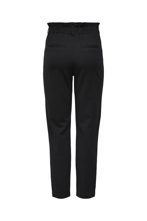 Springfield High rise straight cut trousers crna