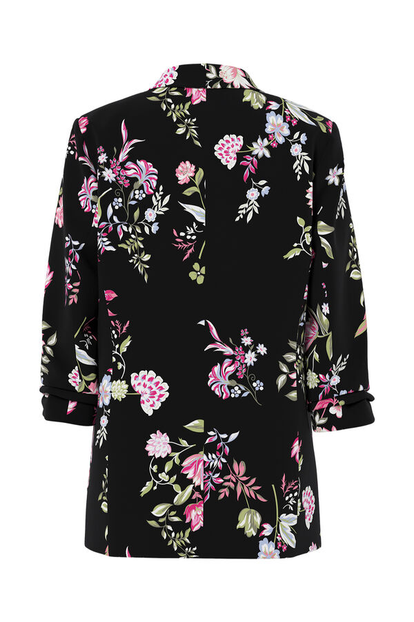 Pieces Printed three-quarter sleeve blazer black