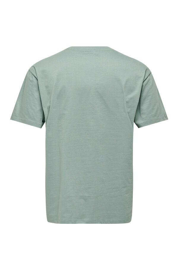 Only & Sons Camiseta de hombre relaxed fit. 100% algod&oacute;n org&aacute;nico. verde
