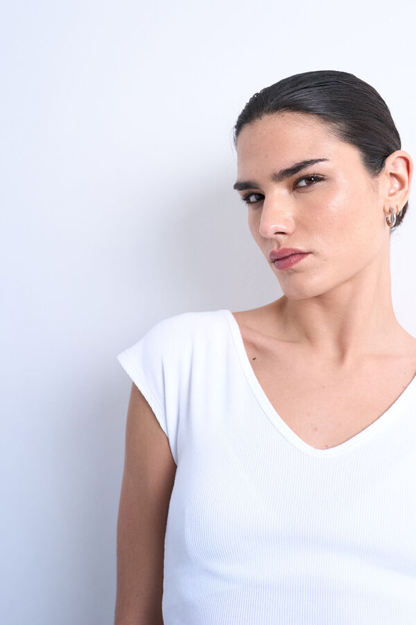 Topshop Plain V-neck top white