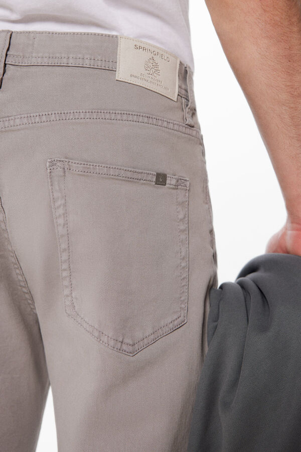 Springfield Uske isprane hlače u boji s 5 džepova Siva