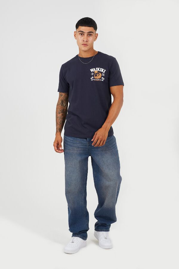 Brave Soul Printed short sleeve T-shirt blue
