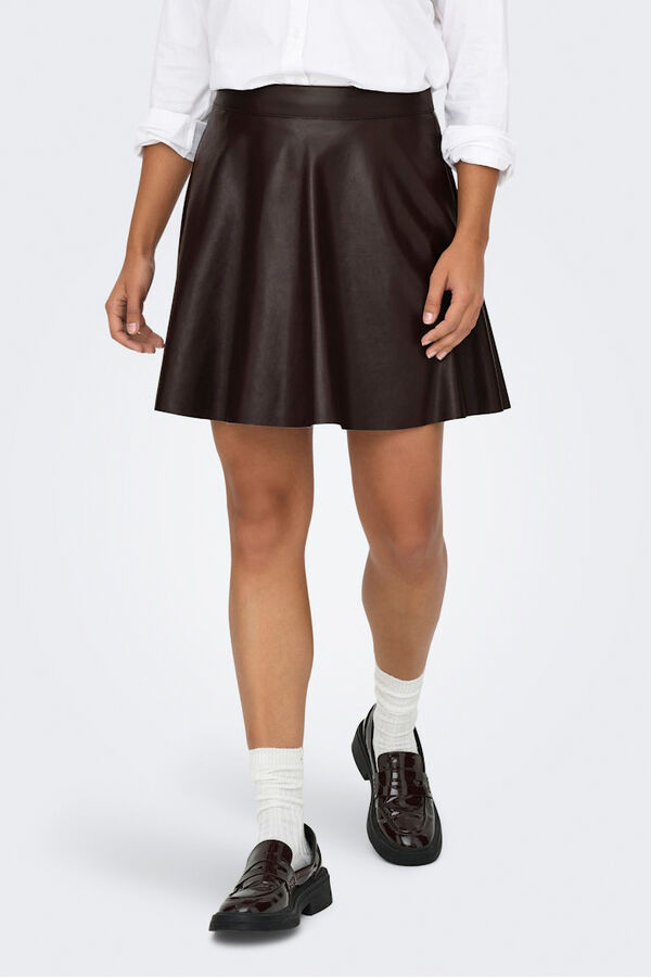 Only Short vegan leather skirt nude