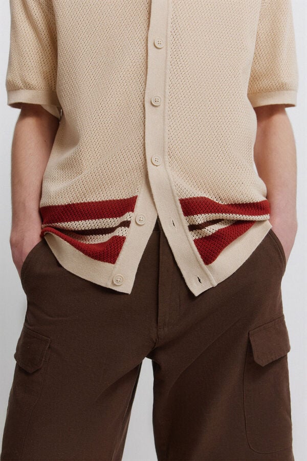 Springfield Striped structure cardigan grey