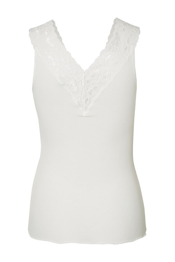 Springfield Essential vest top. Lingerie detail at the neckline and on the straps. white