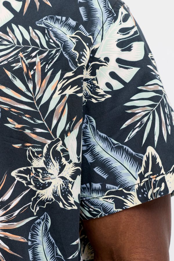 Jack & Jones PLUS Camisa resort estampado tropical negro