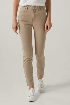Springfield Slim fit cropped coloured trousers medium beige