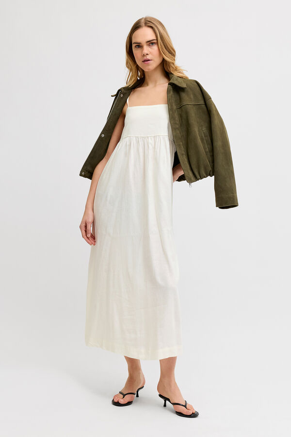 Jack & Jones Vestido largo lino blanco