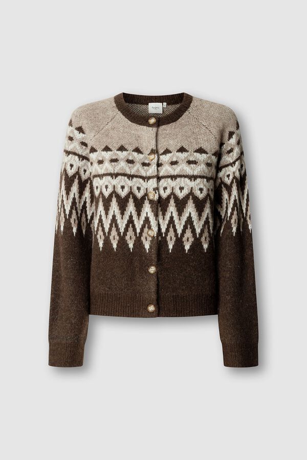 Pepe Jeans Jacquard cardigan jumper nude