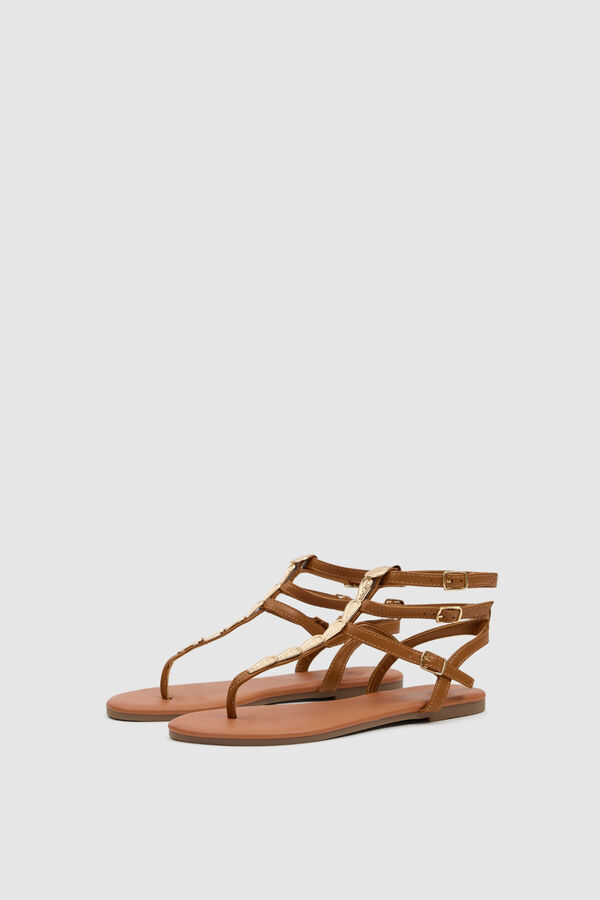Inside Flache Riemchensandalen Nude