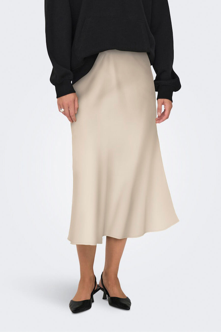 Falda midi satén