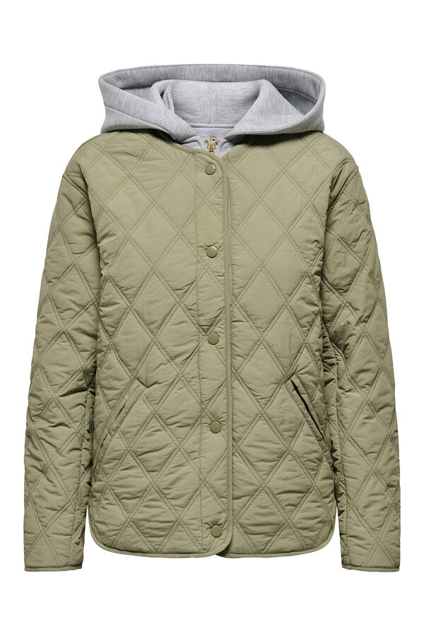 Only Chaqueta acolchada con capucha kaki