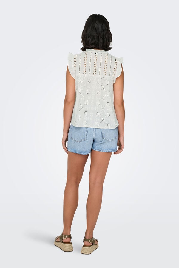 Only Blusa manga corta volantes blanco