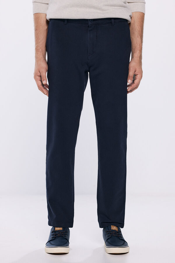 Springfield Pantalon pantalon chino en maille confort bleu