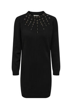 Springfield Jersey-knit dress with pearls black