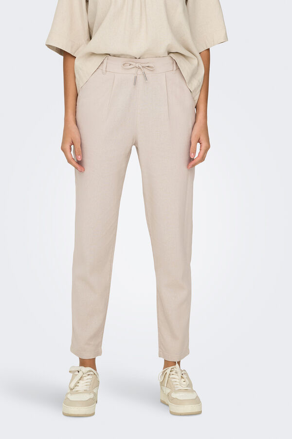 Only Pantal&oacute;n regular fit de lino gris