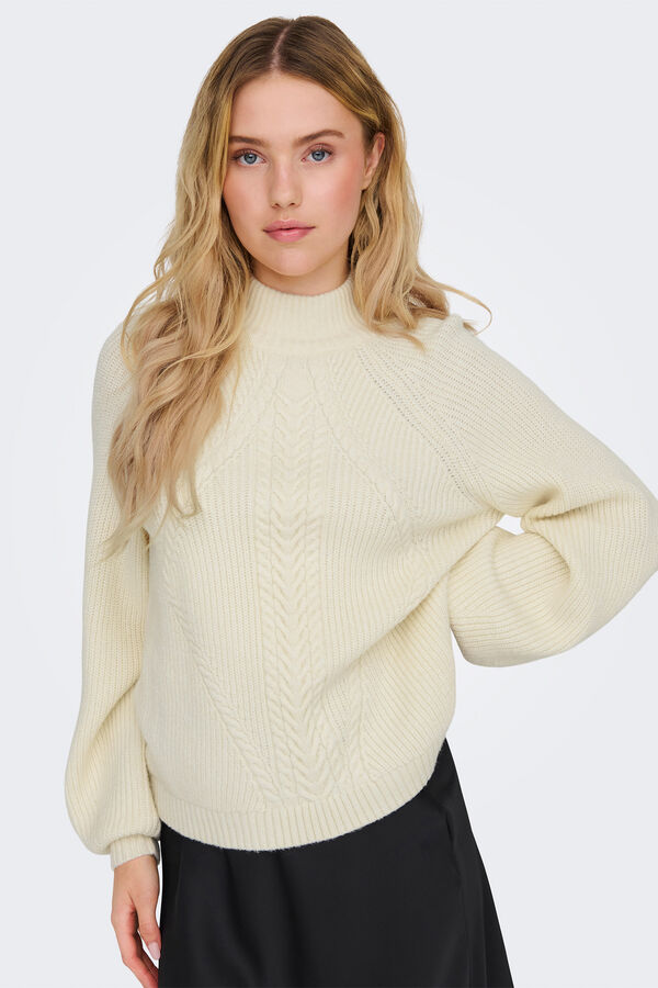 Only Camisola de malha de oitos branco
