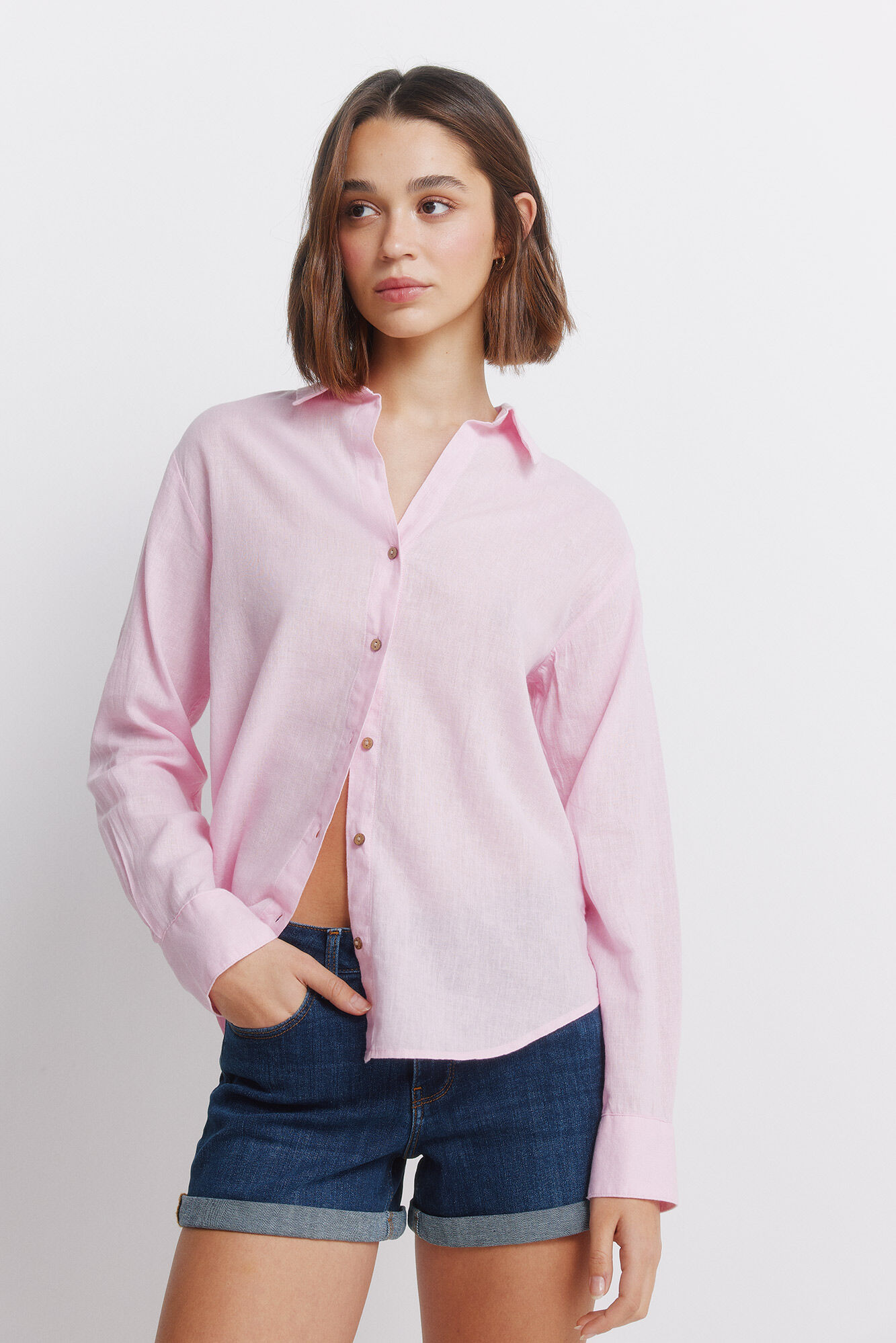 Springfield Camisa de linho semiaberta