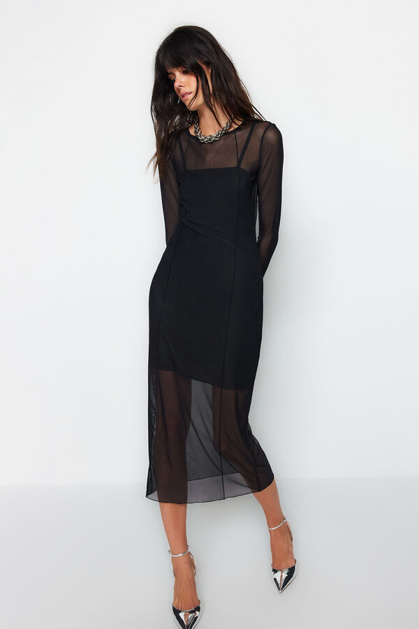 Trendyol Vestido midi ajustado negro