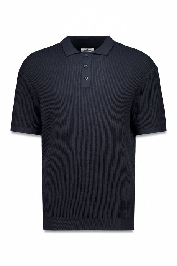 Springfield short sleeve jersey with polo shirt neck structure blue