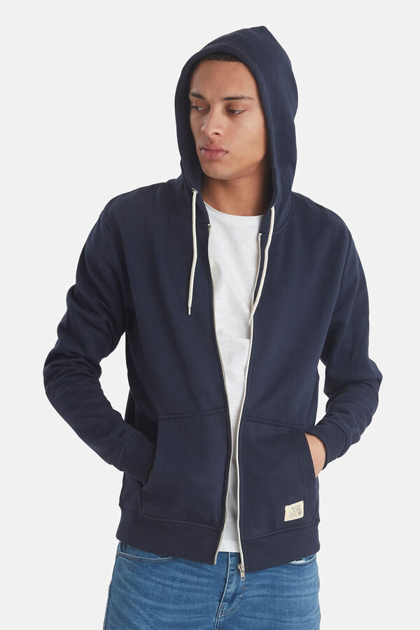 Blend Sweatshirt capuz com fecho-&eacute;clair azul