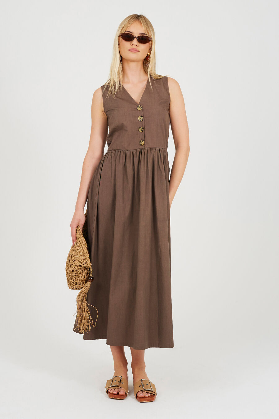 Vestido midi sin mangas