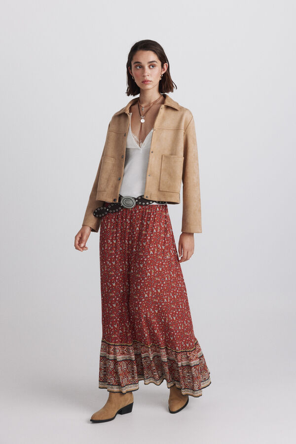 Springfield Faux suede jacket with pockets mink