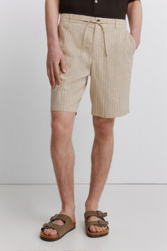 Springfield Bermudas de linho &agrave;s riscas comfort slim fit
