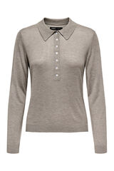 Only Polo de punto manga larga gris