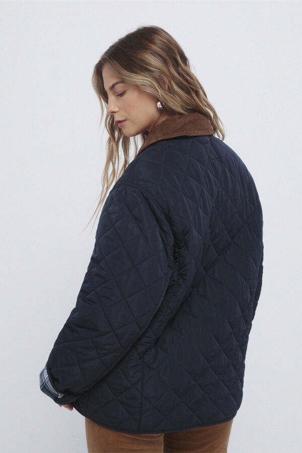 Springfield Puffer jacket with corduroy neck blue