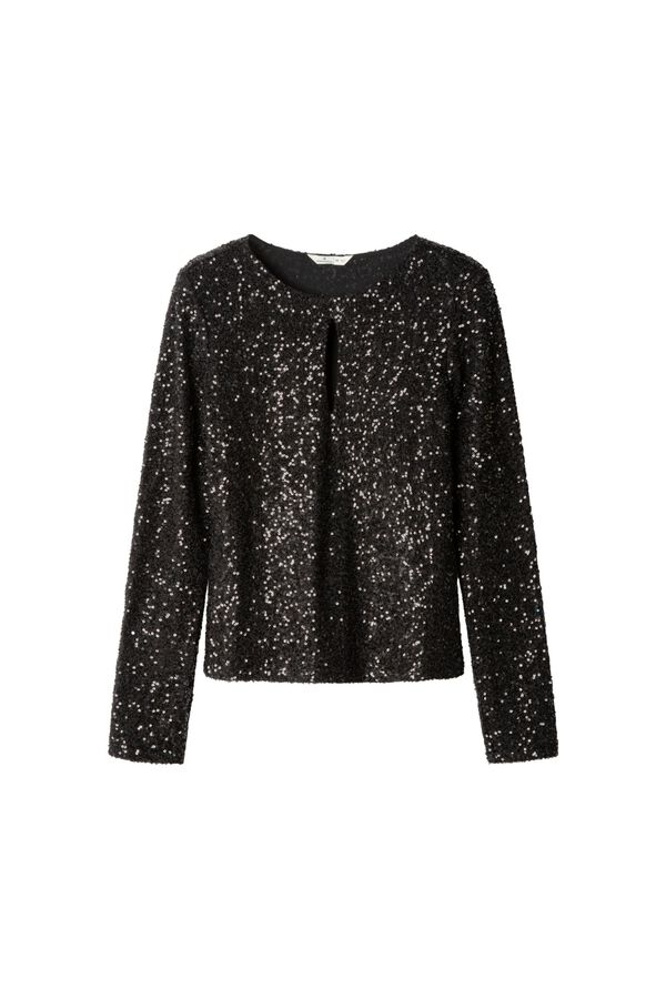 Springfield Sequin long sleeve T-shirt black