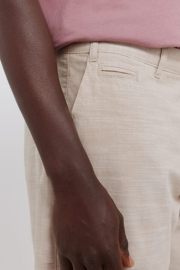 Springfield Bermude od chambray tkanine udobnog slim fit kroja Bež