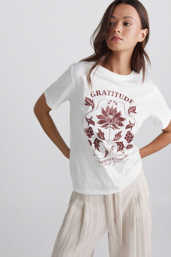 Springfield T-shirt de manga curta com estampado boho branco