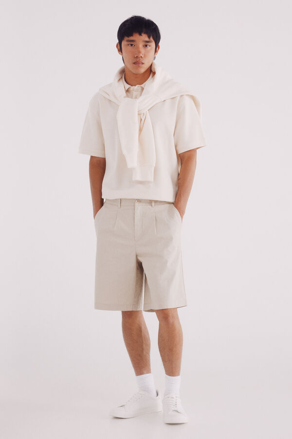 Springfield Regular fit twill structured polo shirt white