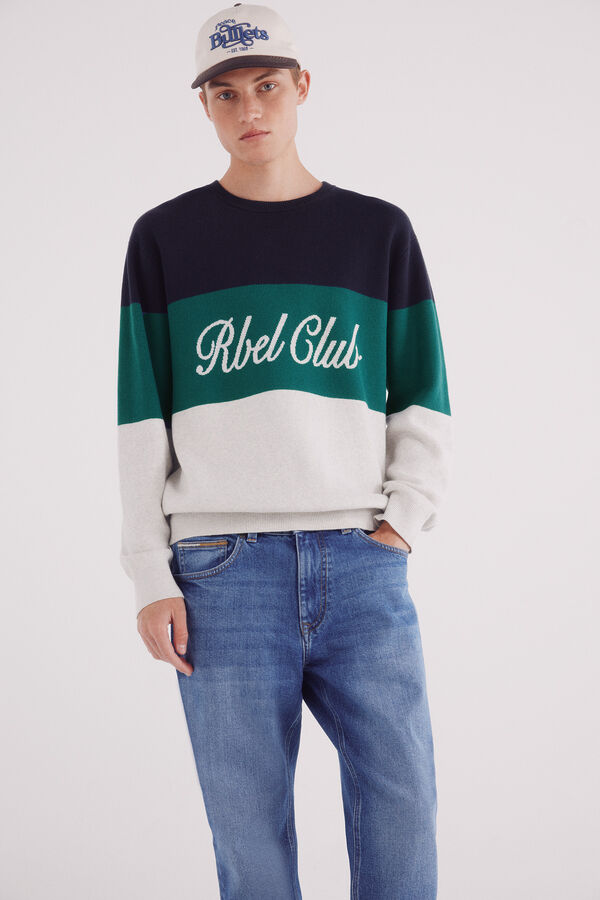 Springfield Slim fit micro-printed chinos pants blue