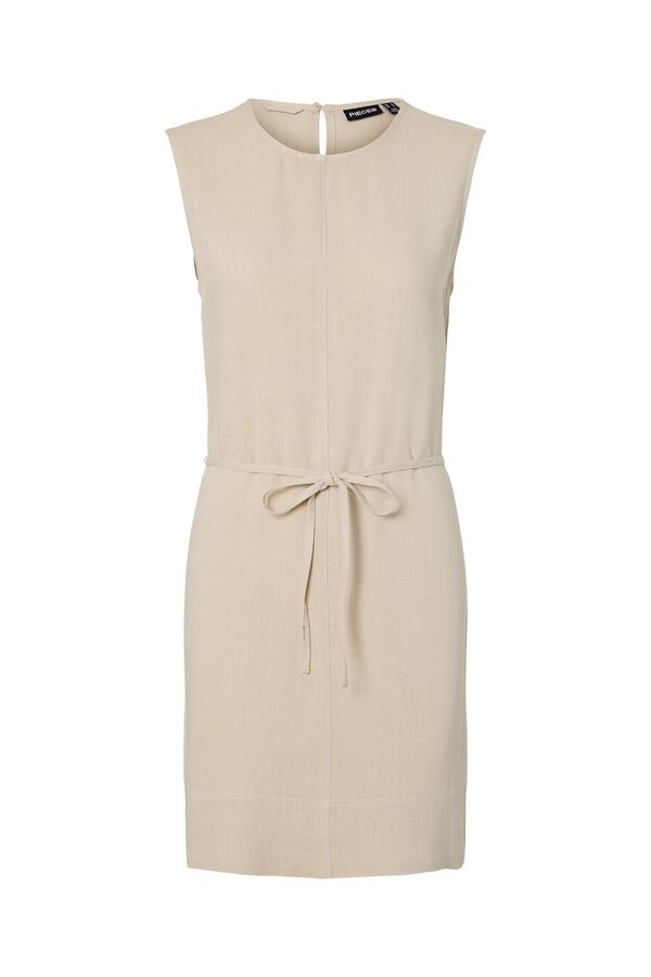 Pieces Linen sleeveless short dress gris