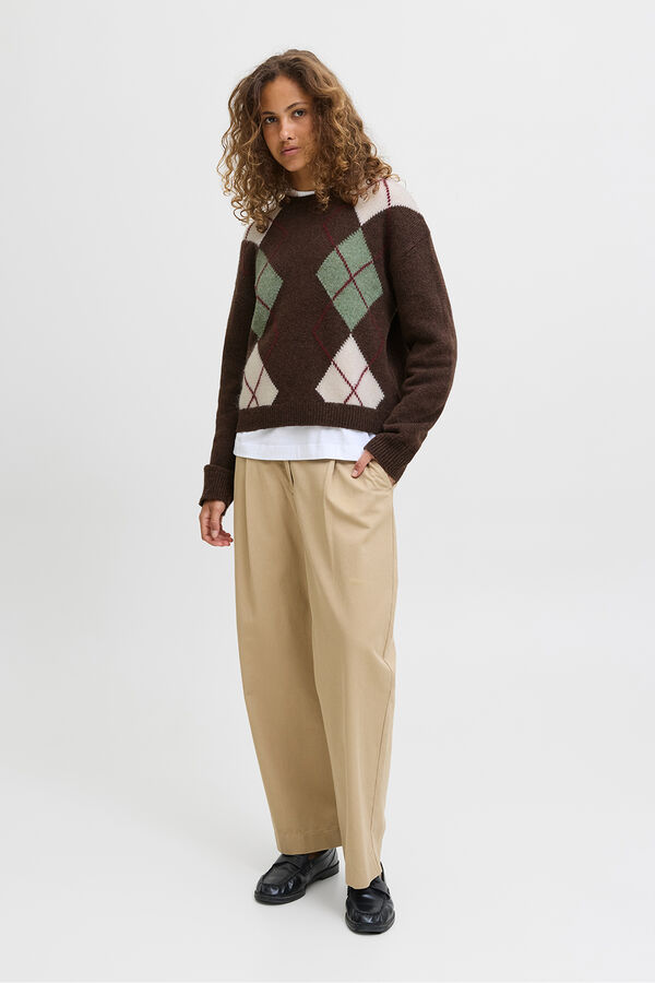 Jack & Jones Jersey de punto rombos marr&oacute;n